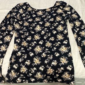 Black long sleeve with rose print